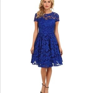 TED BAKER Caree Cobalt blue Sheer lace dress 2 (4)